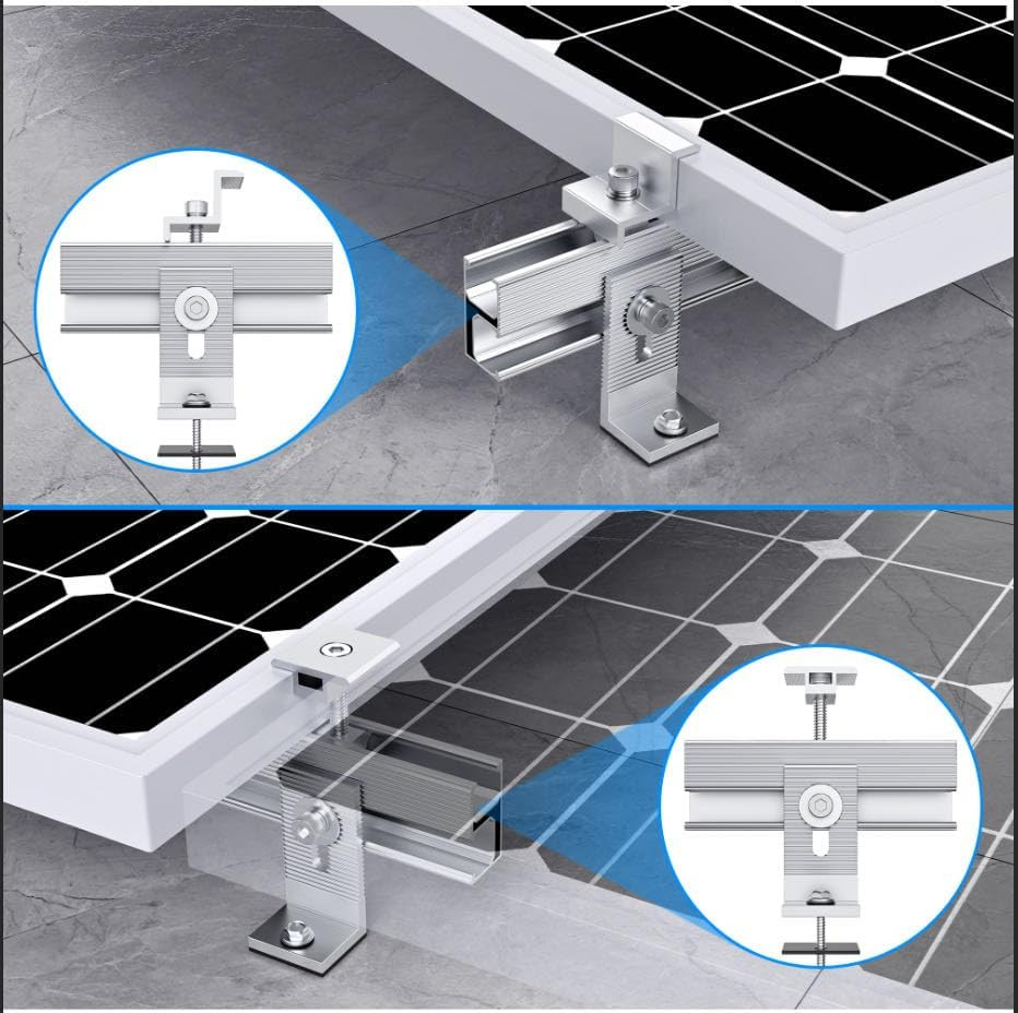 Solar Panel Mounting Bracket Kit, 10Pcs Upgraded Longer Stronger 6 Inch Rails So