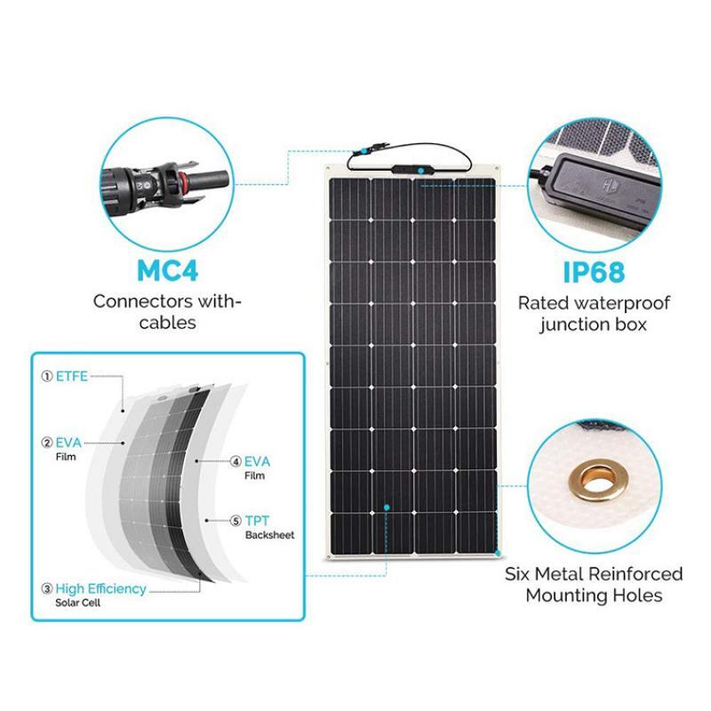 350W 18V Flexible Solar Panel Module Battery Charger Car Outdoor RV Marine