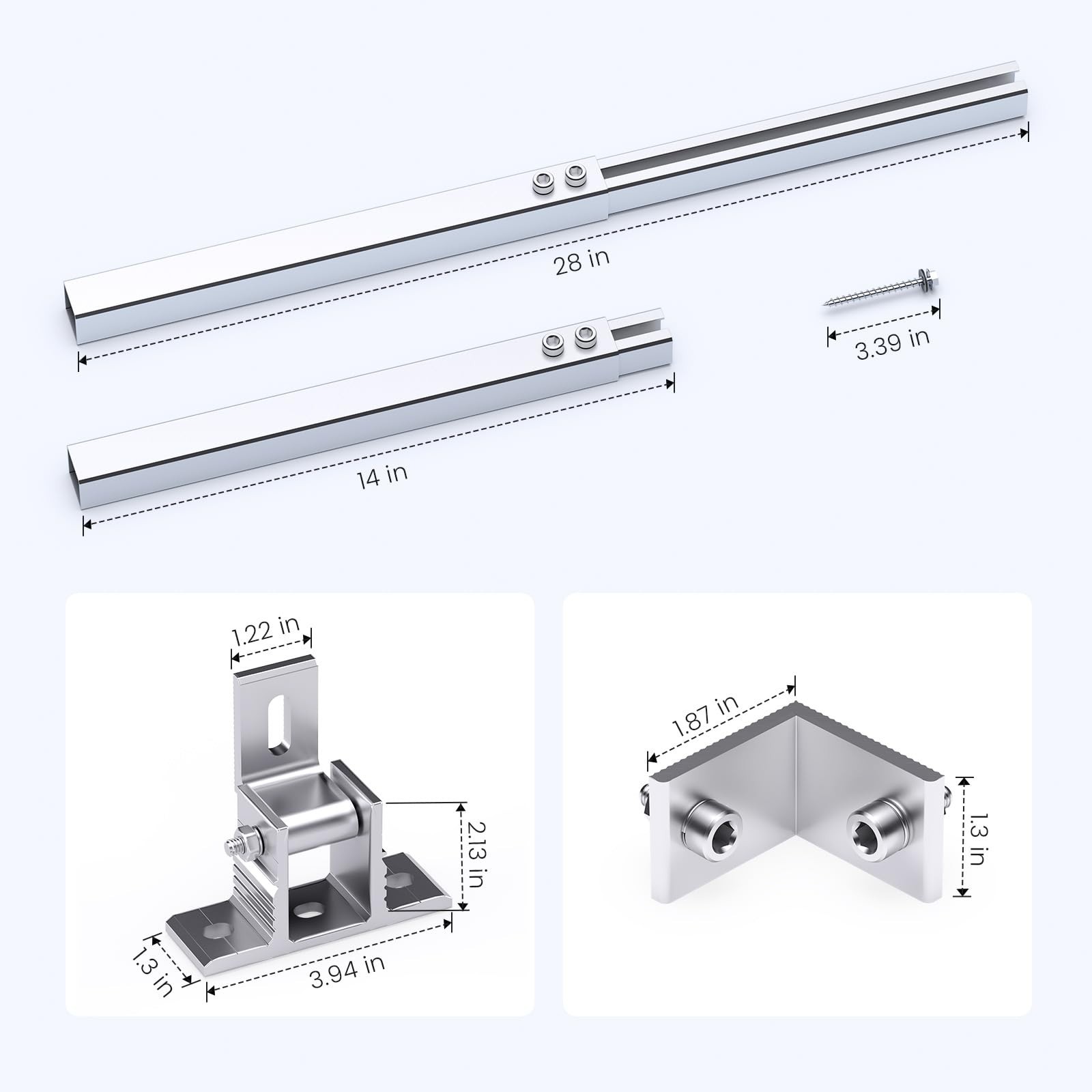 Adjustable Solar Panel Tilt Mount Brackets, Aluminum, 15°-30° for 50-400W, RV, B