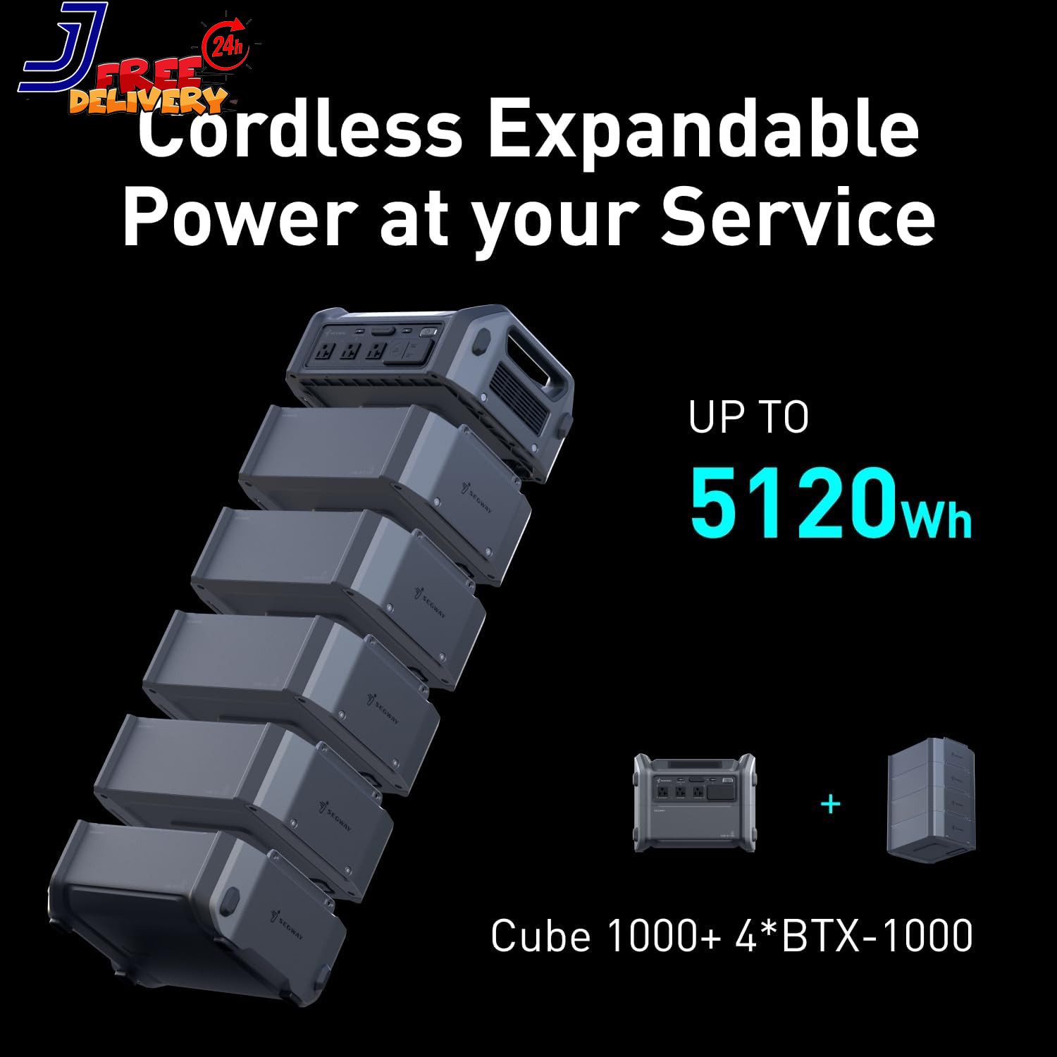 Portable Power Station Cube 1000, 2200W AC Outlets 1024Wh Lifepo4 Battery Expand