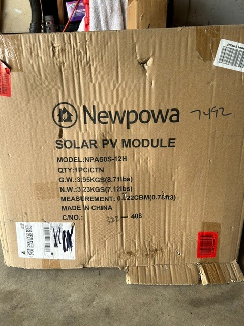 Newpowa 50W Monocrystalline Solar Panel