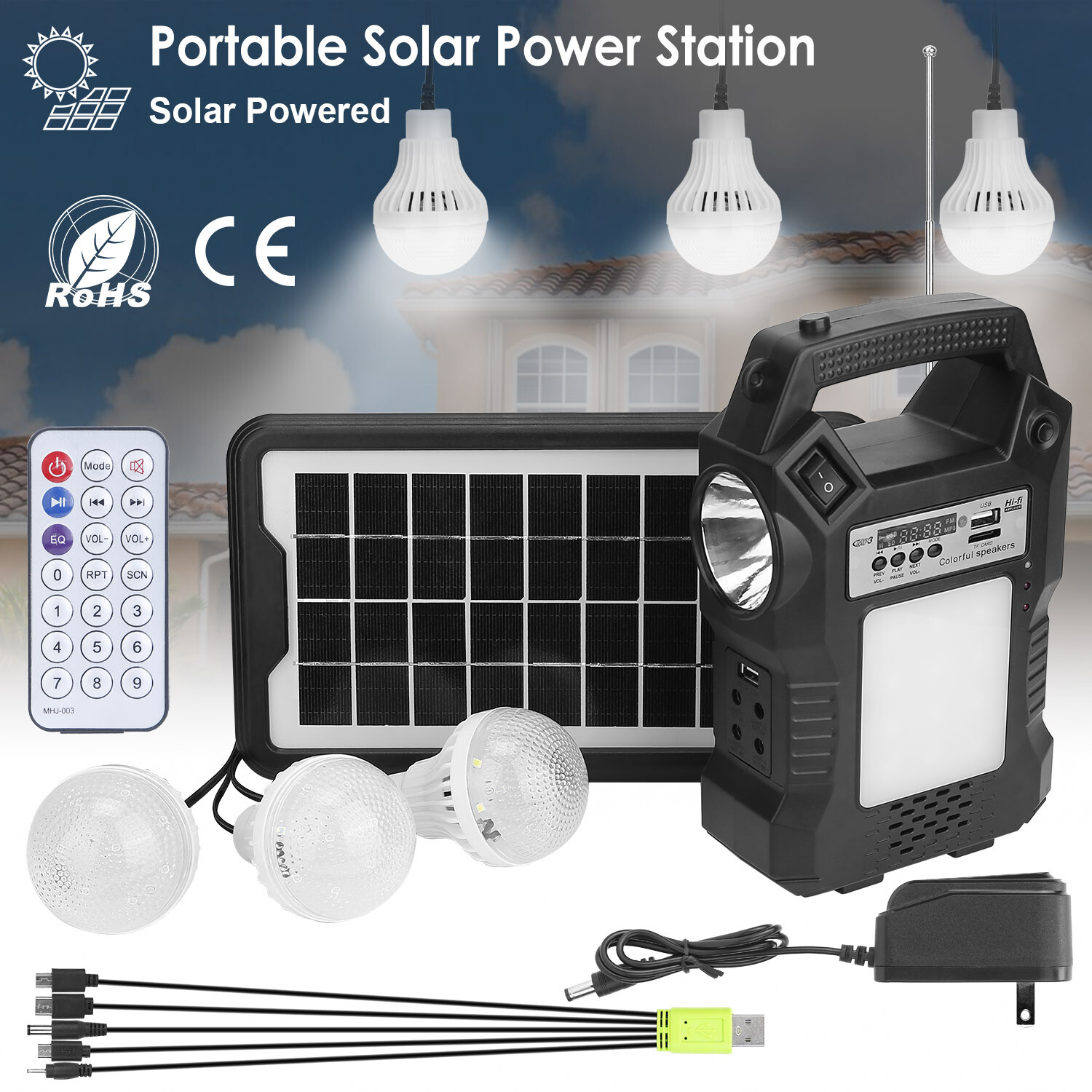 2Pcs Solar Power Station Generator Panel Power Bank Outlet Camping BatteryCharge