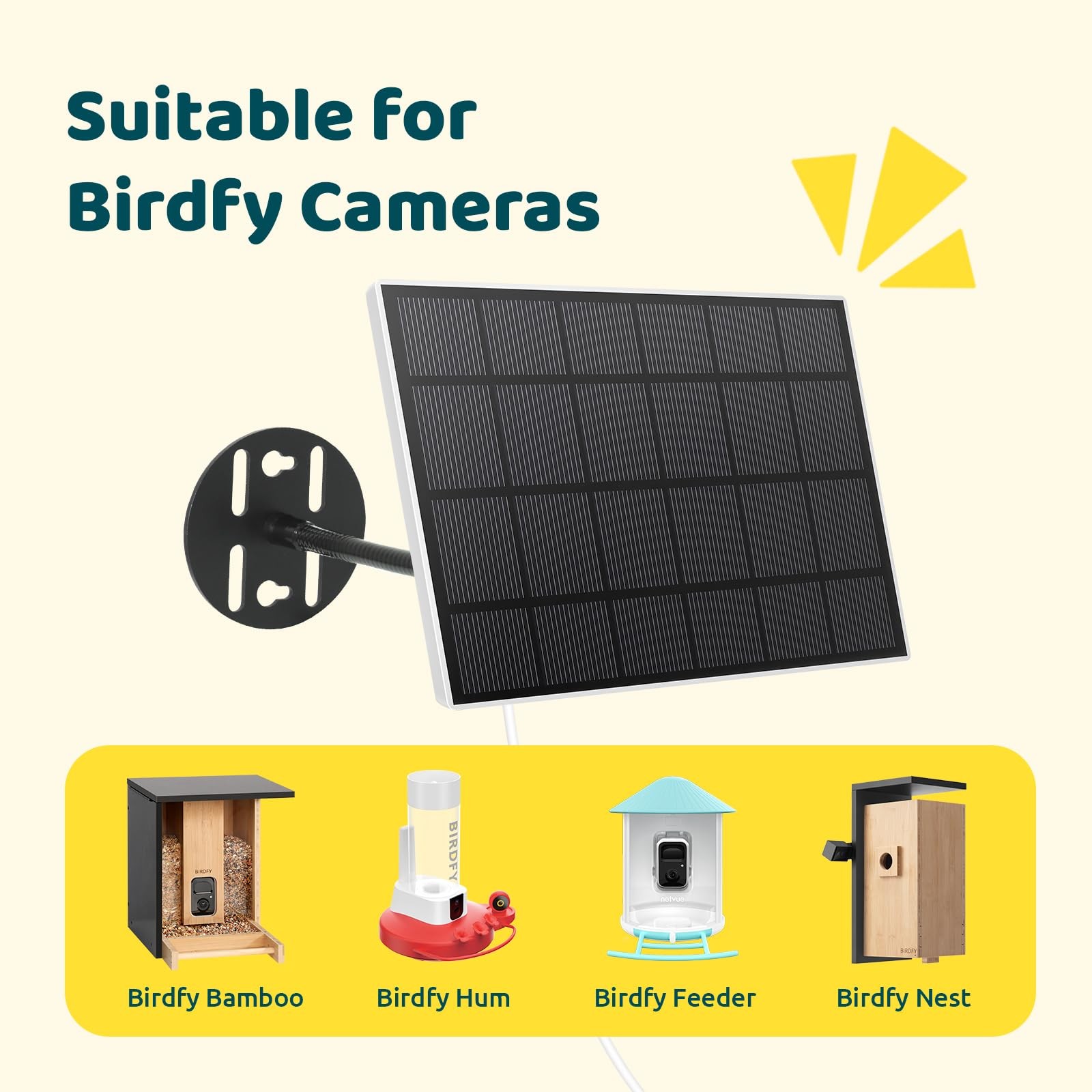 Solar Panel for Bird Feeder Camera only, Type-C Charger, IP65 Waterproof for …