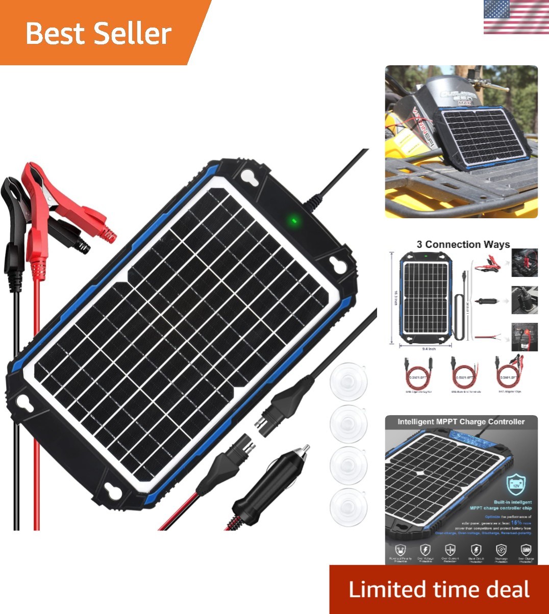 12W Waterproof Solar Charger with 3-Stage MPPT Charging – Versatile & Durable