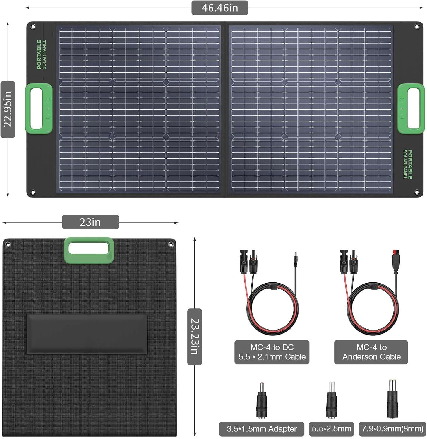 100W Portable Solar Panel for Power Station Generator, 20V Foldable Solar Cell S