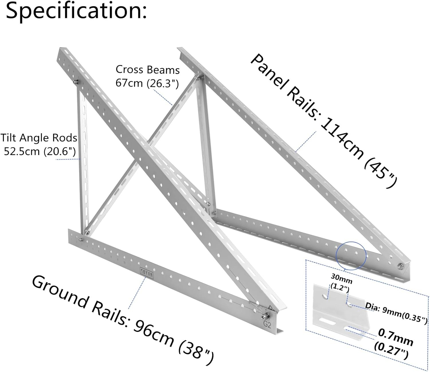 2 Sets 45″ Solar Panel Mount Brackets for 100-400 Watts Solar Panel with Enhance