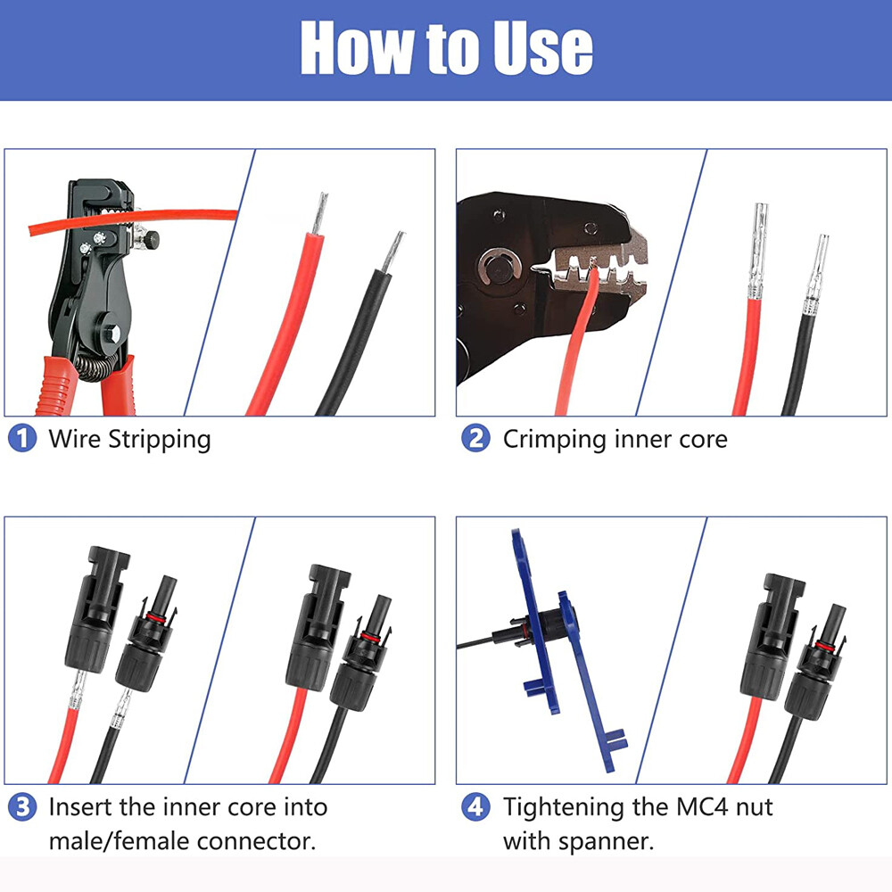 10 Pairs Male Female Wire Cable Connector Set Solar Panel Wiring 30A Waterproof