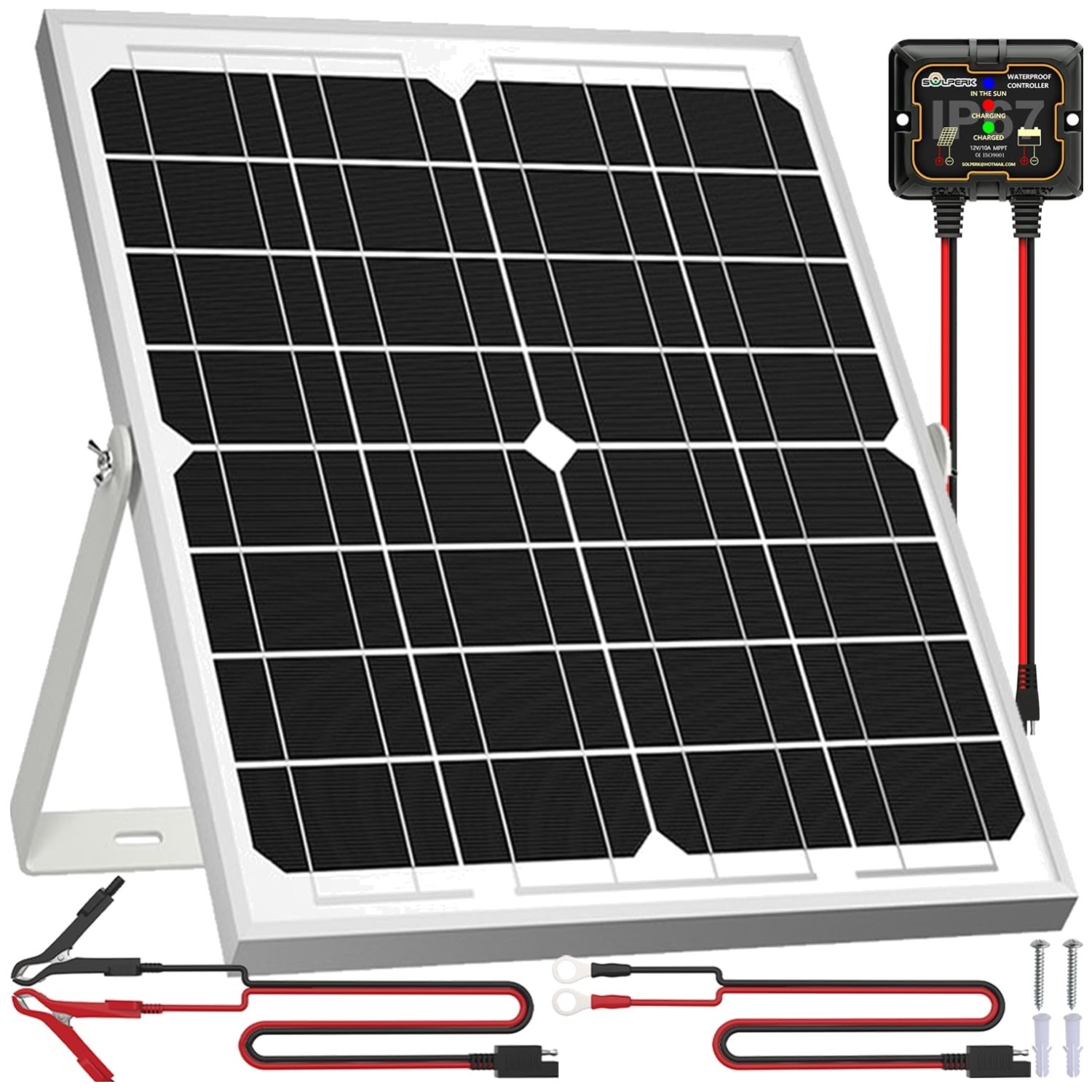 Waterproof Solar Battery Charger + Smart Controller 20W 12V
