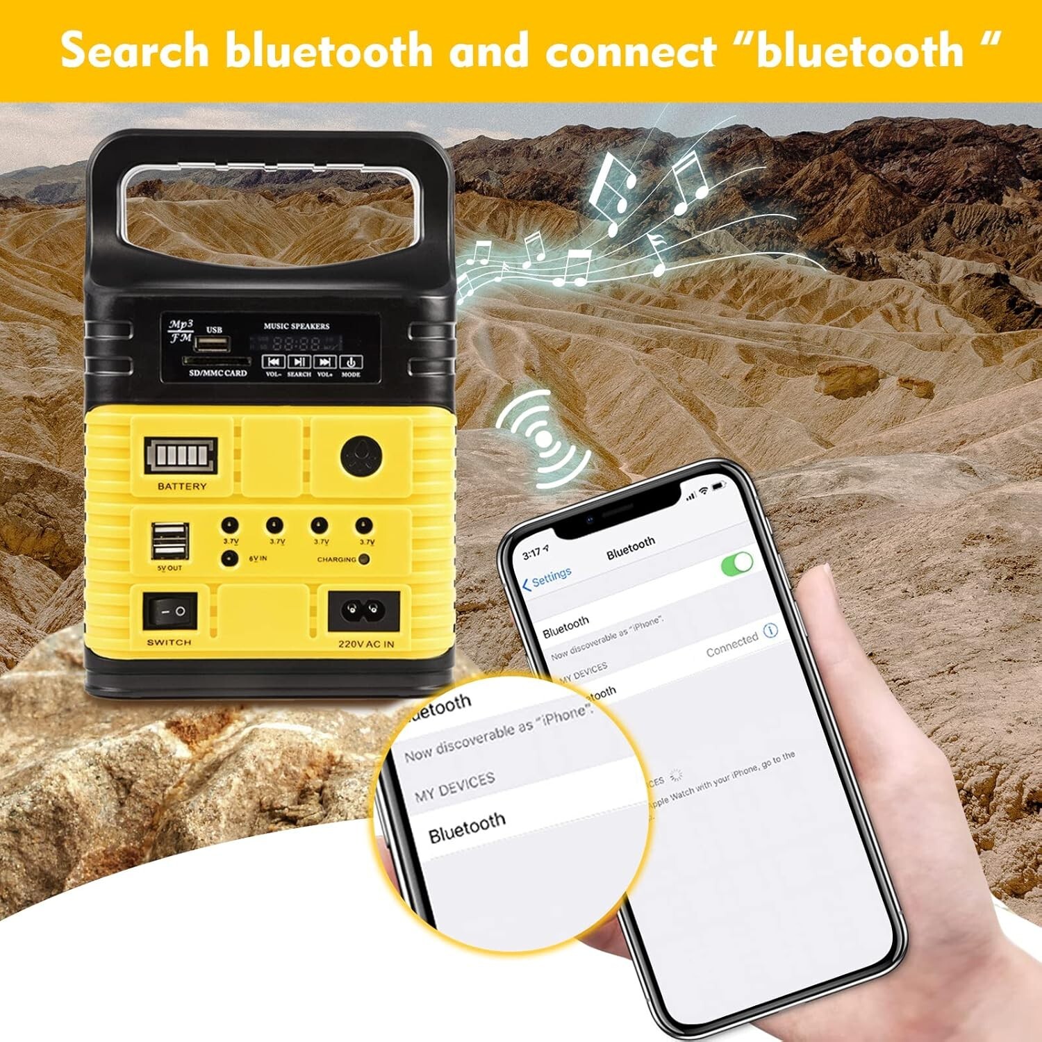 All-in-One Solar Power Station – Rechargeable Portable Generator with LED Lights