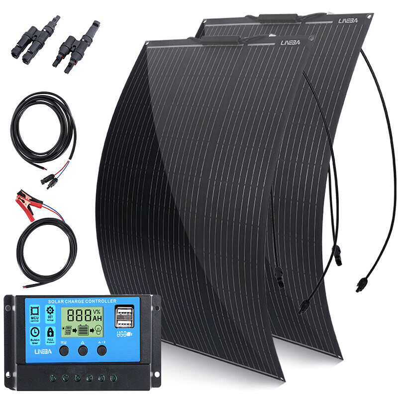 200W 400W Flexible Solar Panel Kit Bendable Mono Solar Panel RV Camping Off-Grid