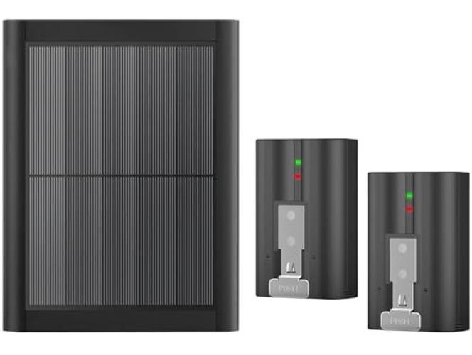 2-Pack 7200mAh Replacement Ring Battery with 5W Solar Panel Charger for black