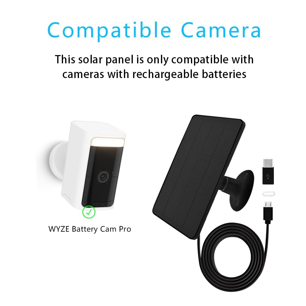 Panel solar para cámara compatible con WYZE Battery Cam Pro Wireless Outdoor,4 W