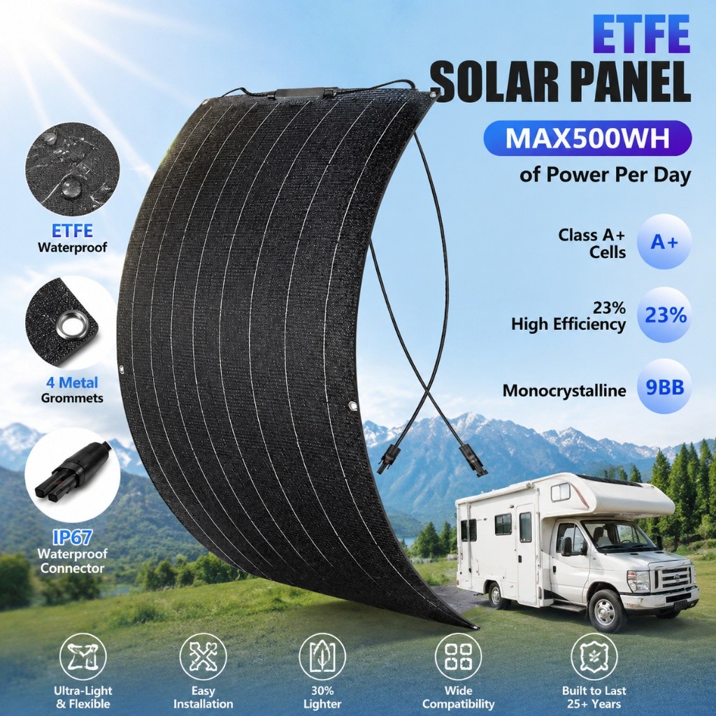 300W Mono Solar Panel Kit 18V Flexible Solar Cell Power Charger for Car RV Boat