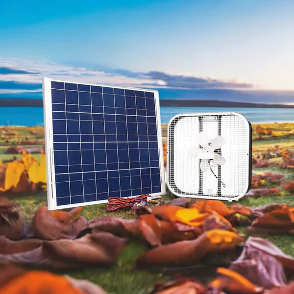 Solar Powered 20″ Box Fan with 100 Watt Solar Panel with On/Off Switch