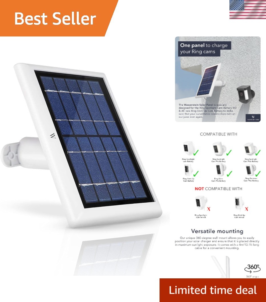 Continuous Solar Power for Ring Cameras – Easy Install 360° Wall Mount Panel