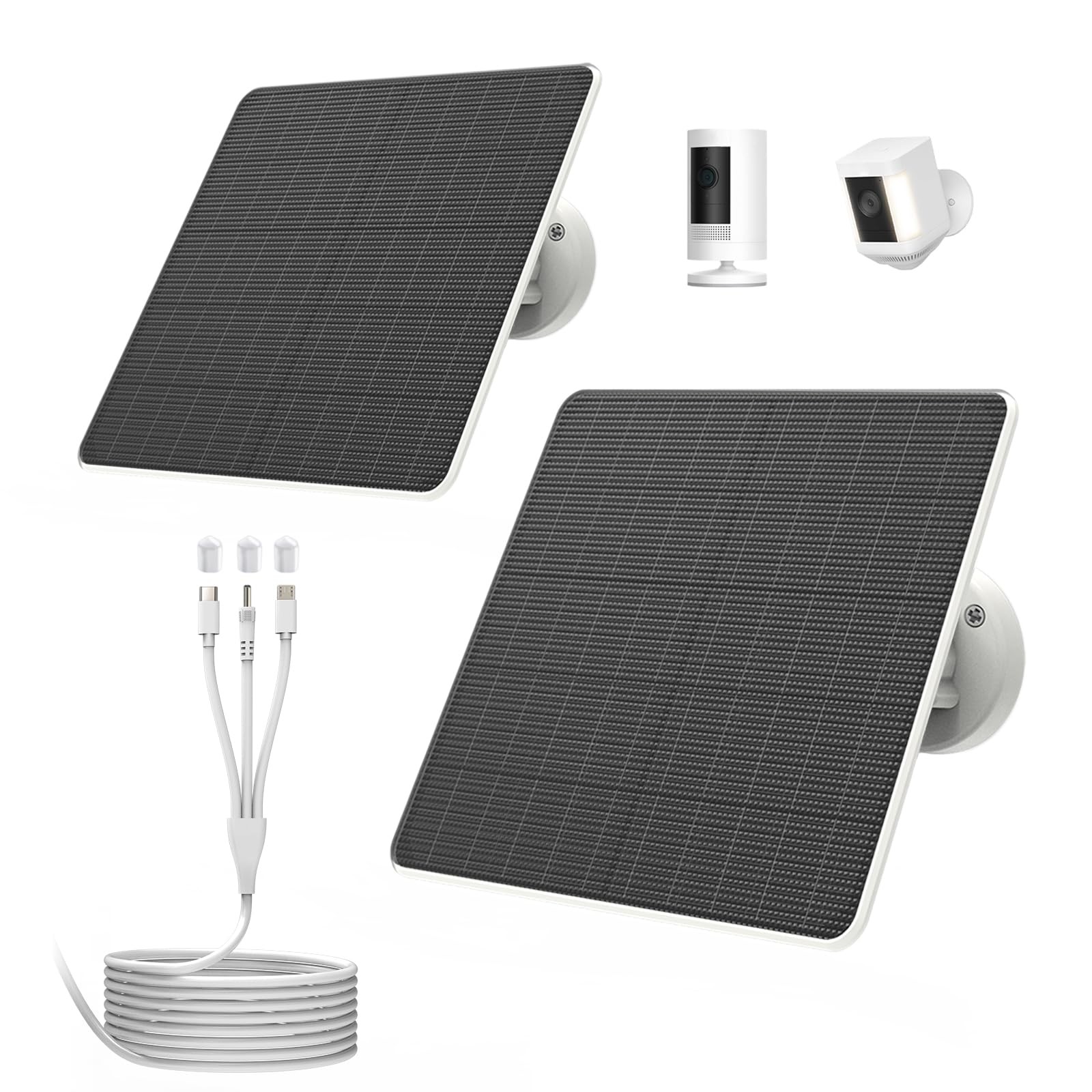 2 Pack 6W Solar Panel for Outdoor, 5V USB Solar Charger with Rechargeable Bat…