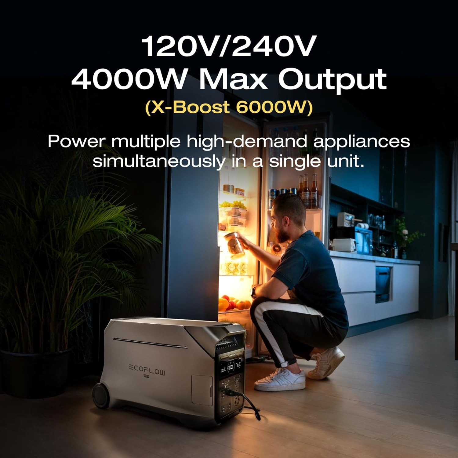 Solar Generator 4096Wh DELTA Pro 3 with 2X400W Portable Panels, 120/240V 4000W A