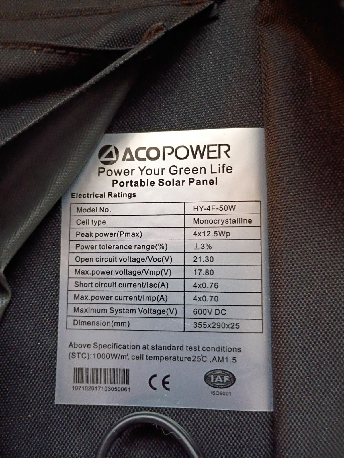 ACO 50W Foldable Solar Panel Kit W/ 5A Charge Controller for RV, Boats, Camping