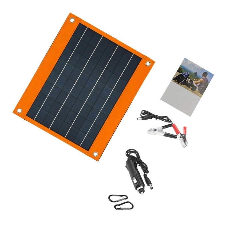 16W 18V Compactly Solar Panel Charger For Camping Hiking USB Type C DC5521Output
