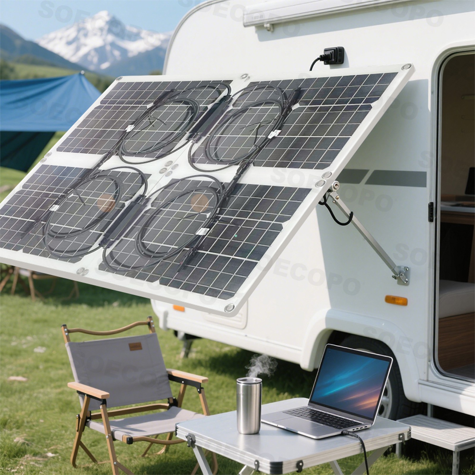【Set】2400W Solar Panels – 4 x 600W Flexible + 100A Controller with AccessoriesKI