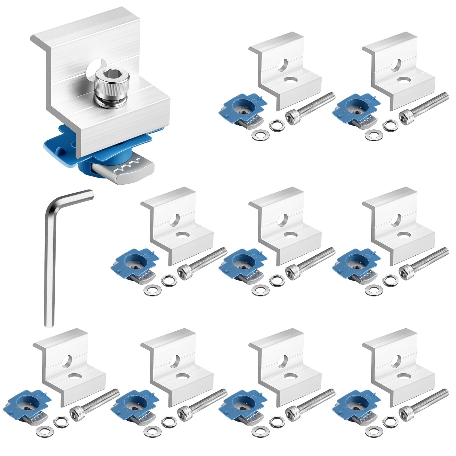 10pcs Solar Panel End Clamp for Standard Unistrut, Aluminum 30mm/35mm Solar P…