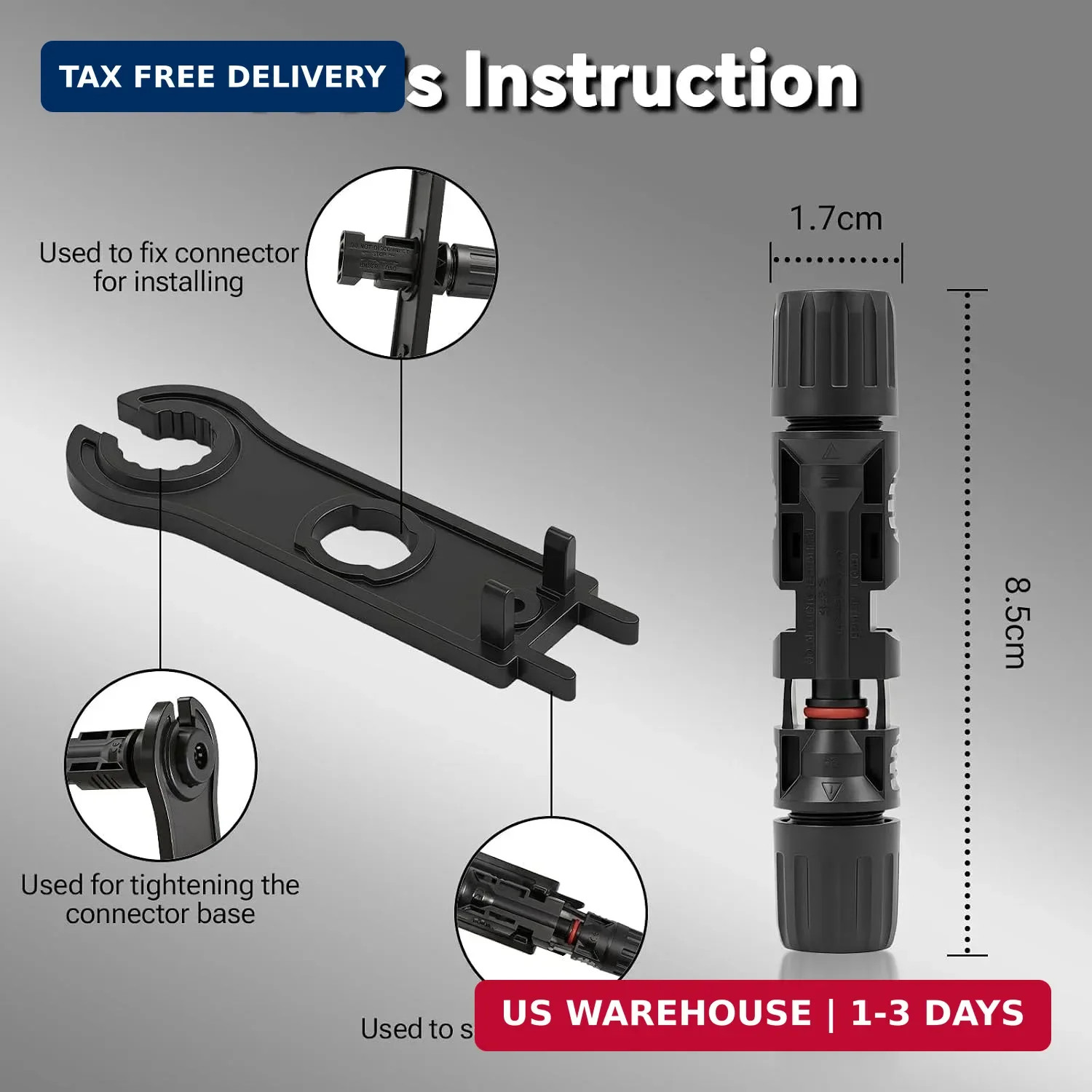 12 Pairs (Male+Female) Solar Connectors with Spanners, IP67 MC4 Connector 1000V/