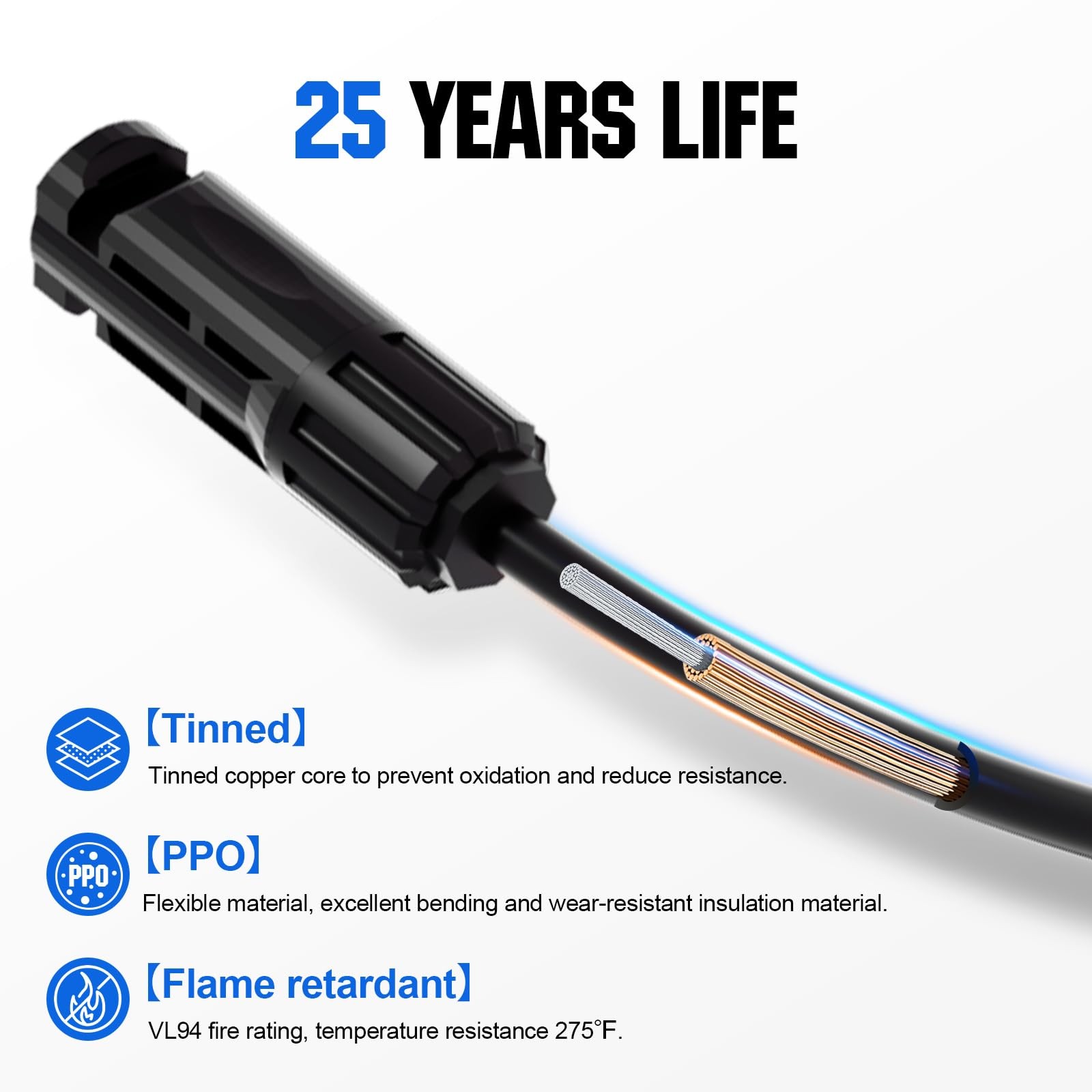 ECO-WORTHY Solar Connectors Y Branch Parallel PV Adapter Cable Wire Plug Tool…