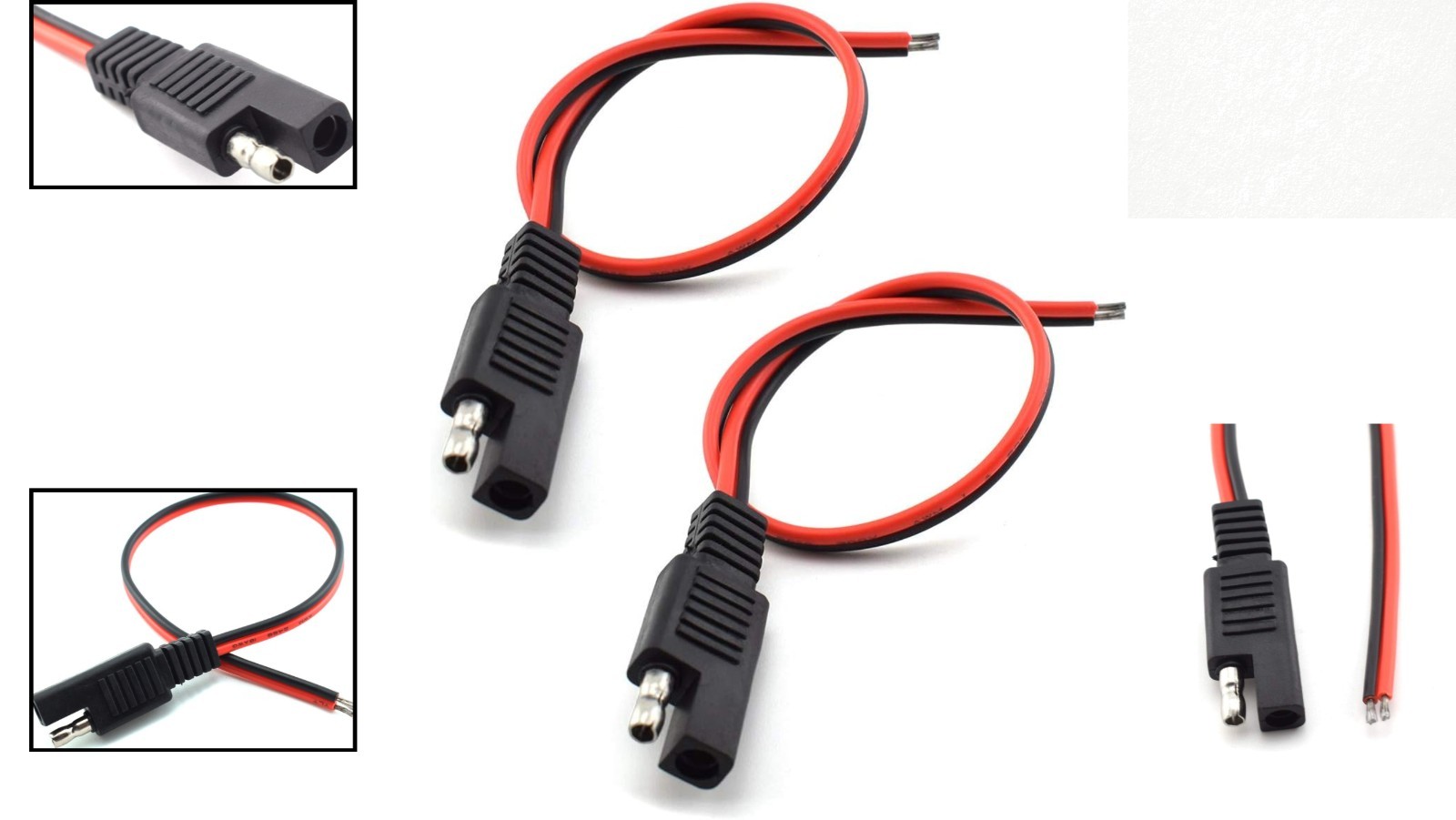 Efficient 2 Pcs SAE Extension Cable 1ft – Ideal for Solar Battery Connections