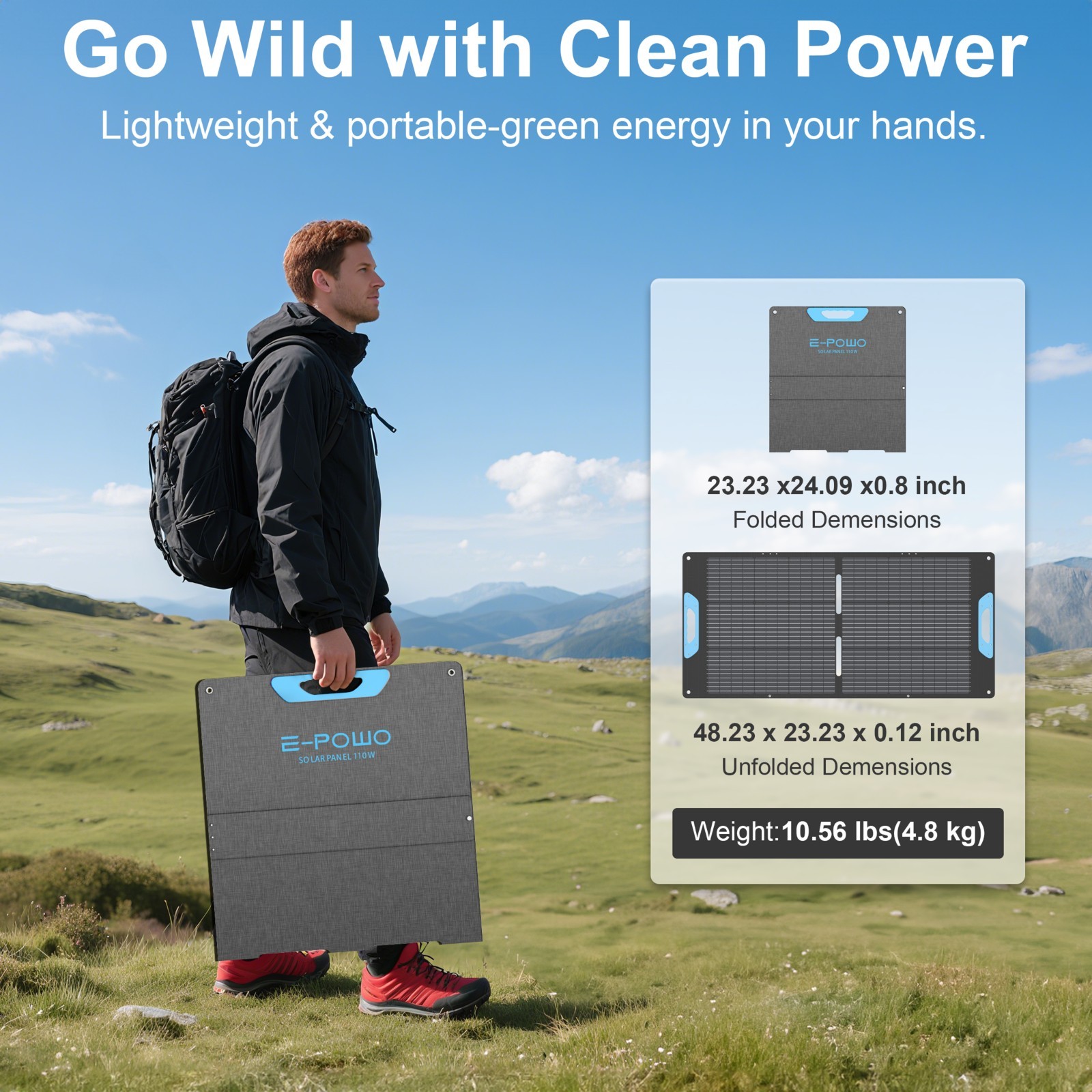 Solar Panel 110W for BLUETTI Elite 100 V2 1024Wh 1800W Portable Power Station