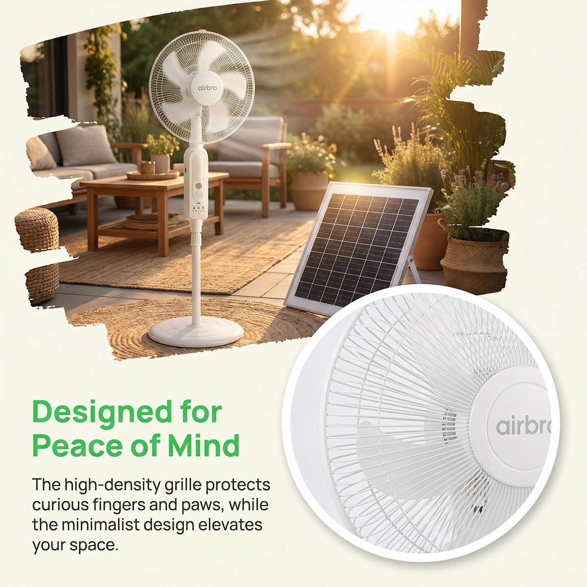 16″ Rechargeable Floor Standing Fan + 2PCS LED Bulbs w/ Remote AC & Solar Charge
