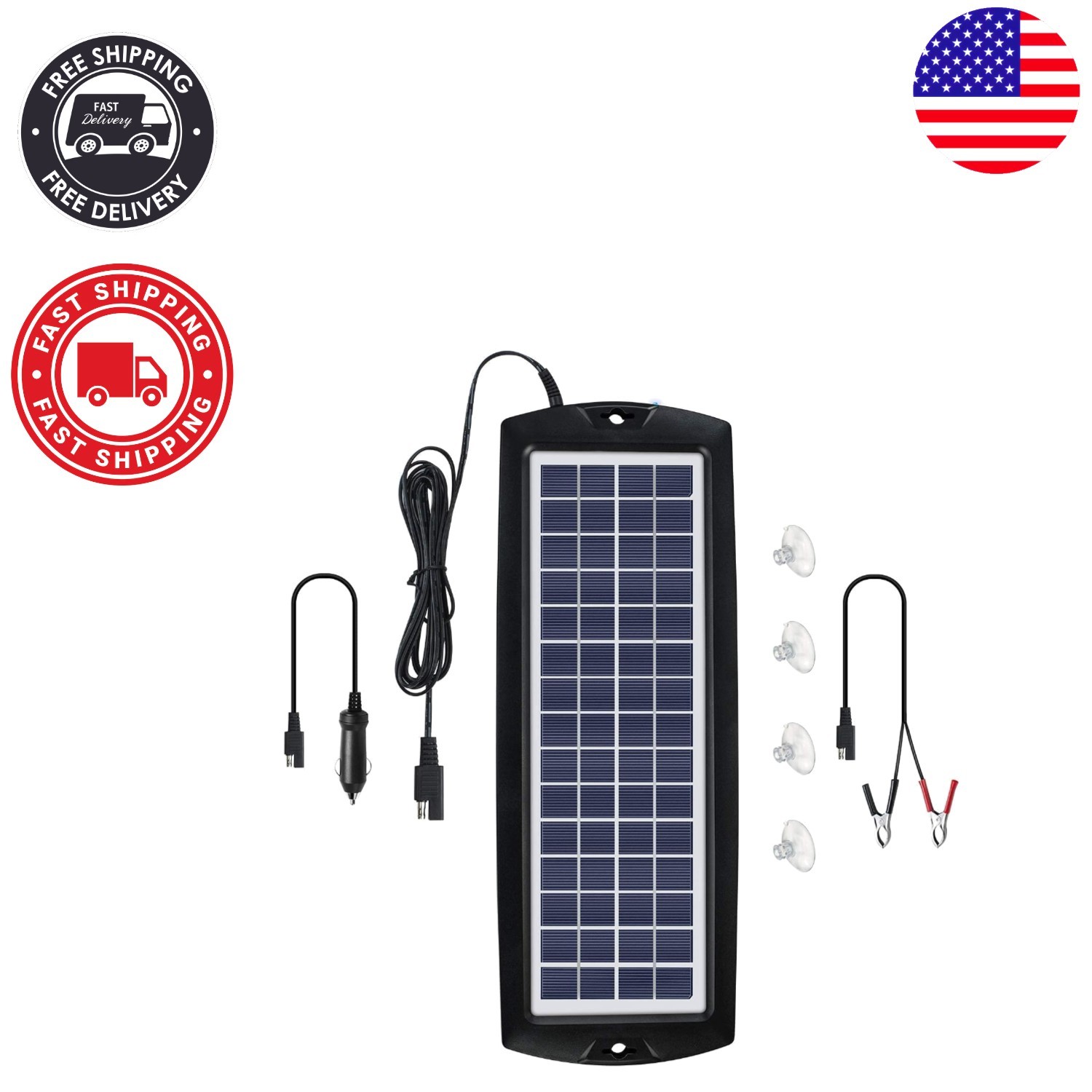 12V Solar Car Battery Charger & Maintainer – Portable Power Kit for All Vehicles
