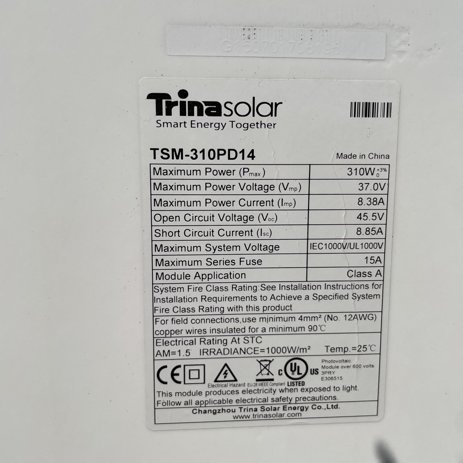 TRINASOLAR 310 WATTS SOLAR PANELS GRADE A PROFESSIONAL GRADE TSM-310PD14 TOUGH!!