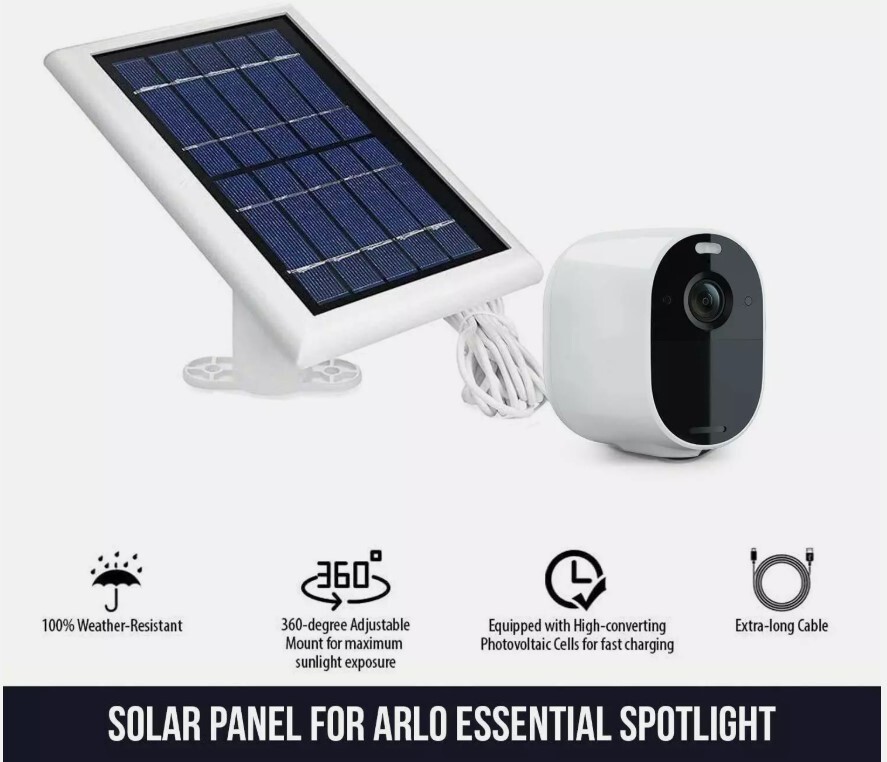 Solar Power Panel for Arlo Essential Camera Weatherproof Outdoor (3 Pack)