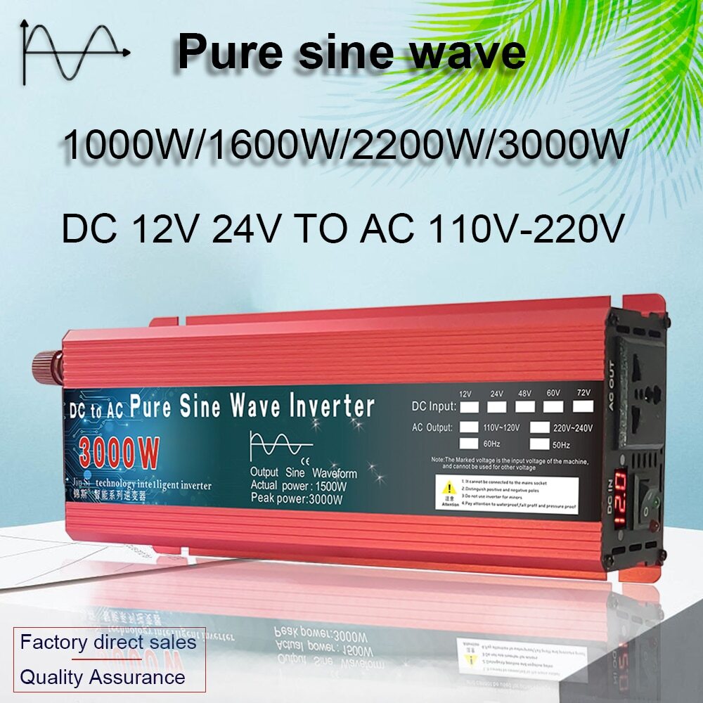 PURE SINE WAVE INVERTERS 1000W 1600W 2200W 3000W Brand New Car Home Solar Power