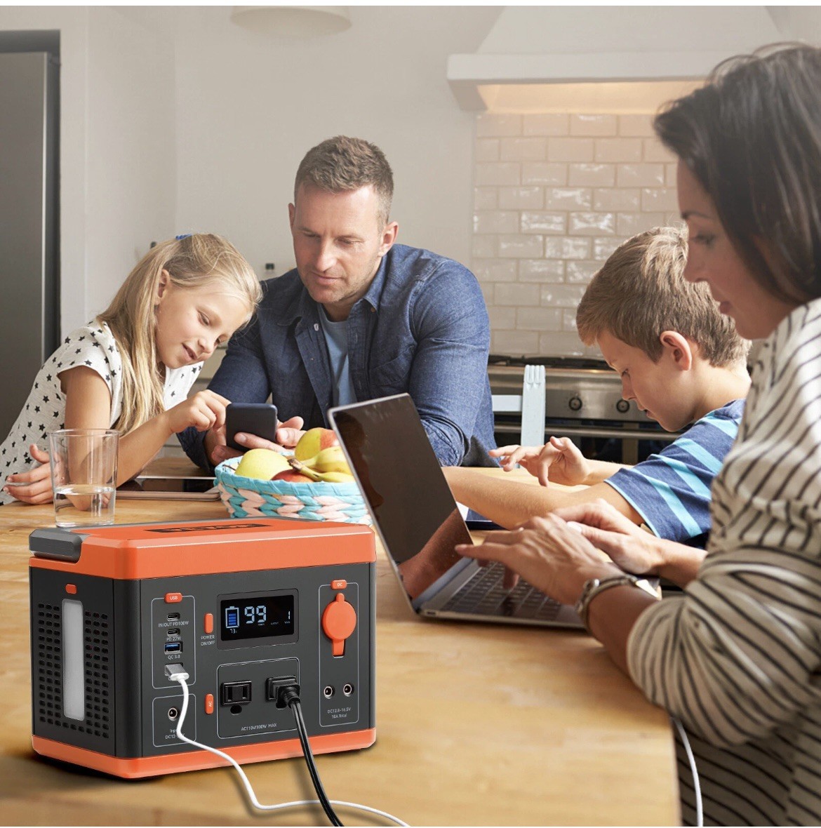 VEVOR Portable Power Station Solar Generator 296Wh 300W Backup Lithium Battery