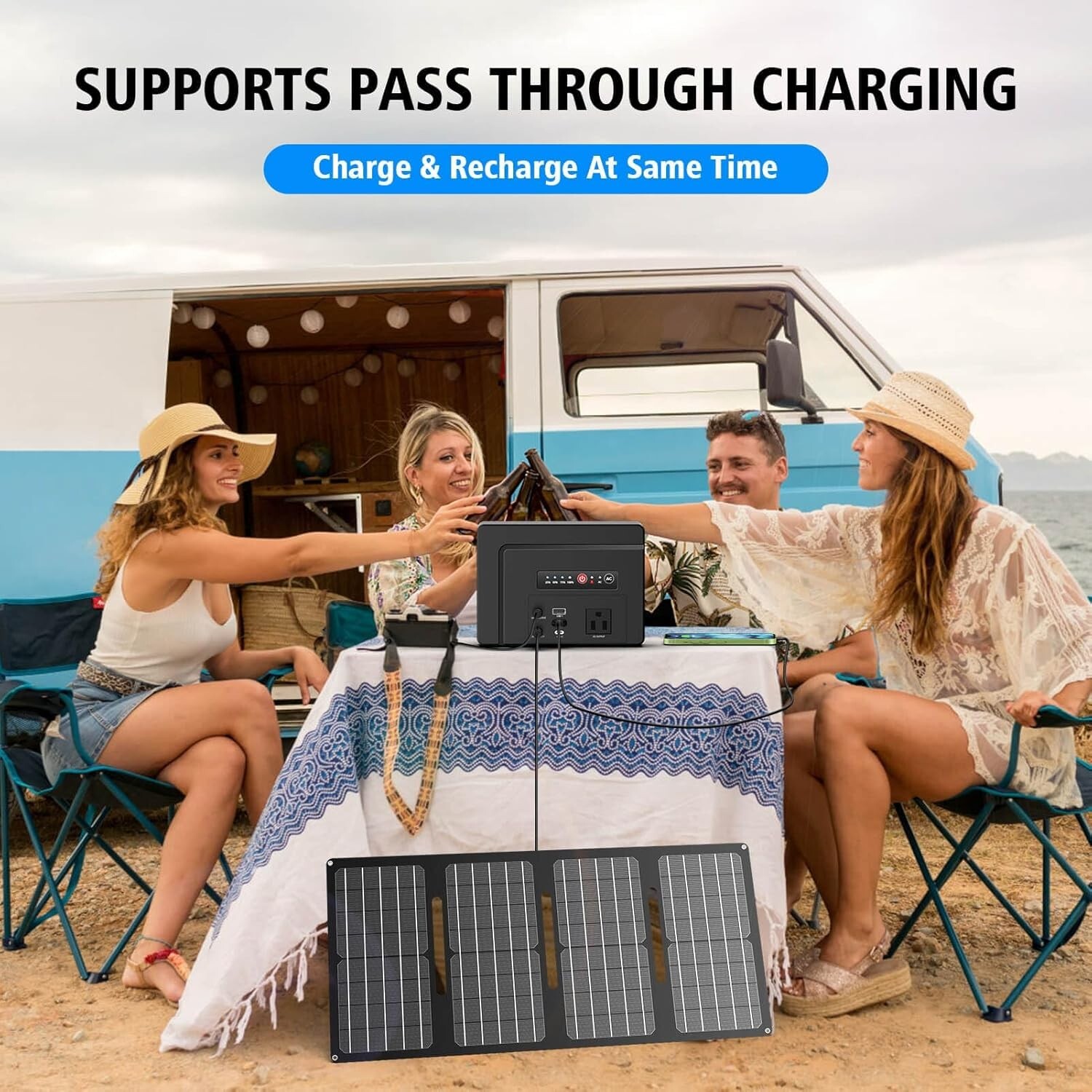 Open Box Powkey Portable Power Station 100W/97.68Wh Camping Portable Generator