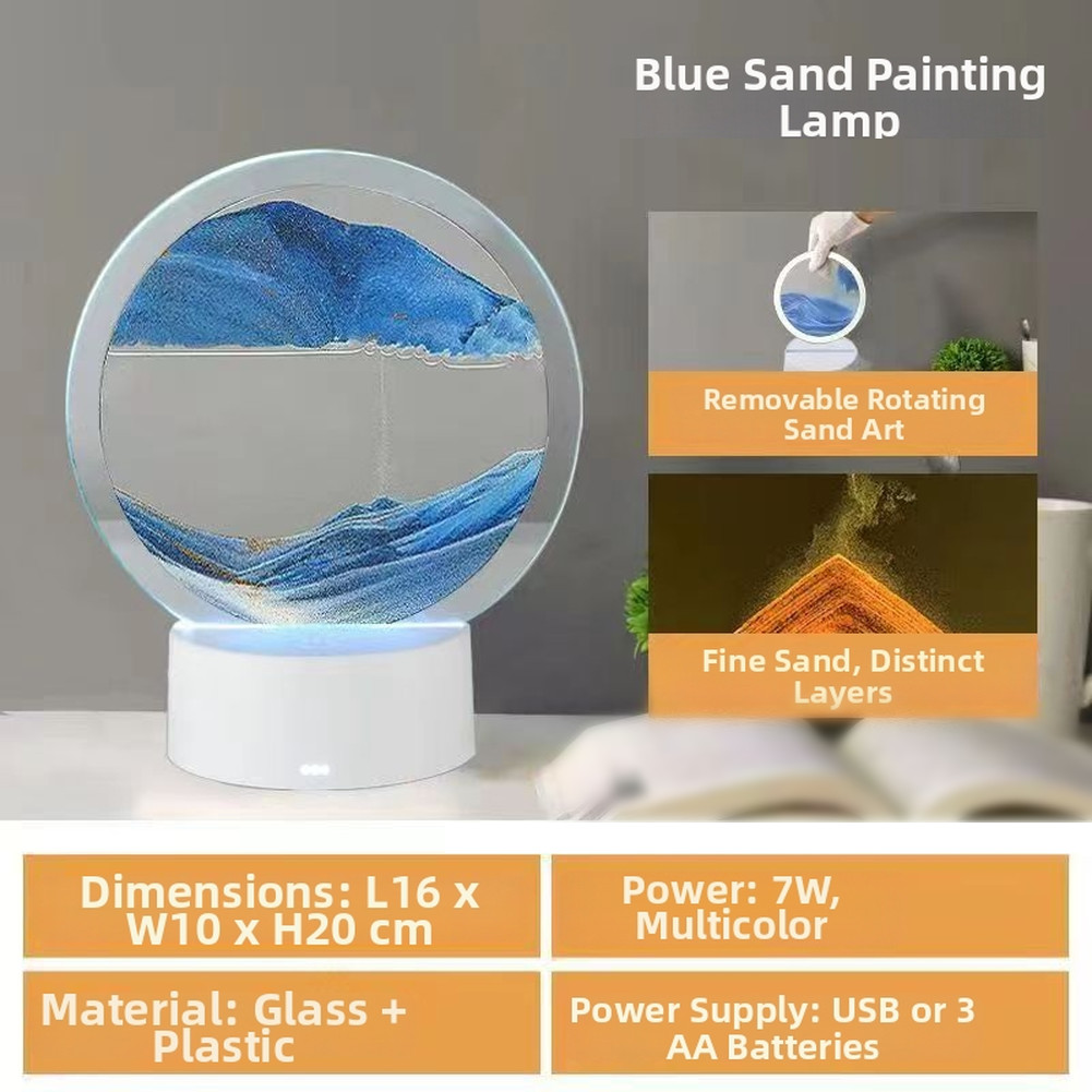 Sand Motion Hourglass Desk Lamp with Gentle Illumination for Bedroom or Office