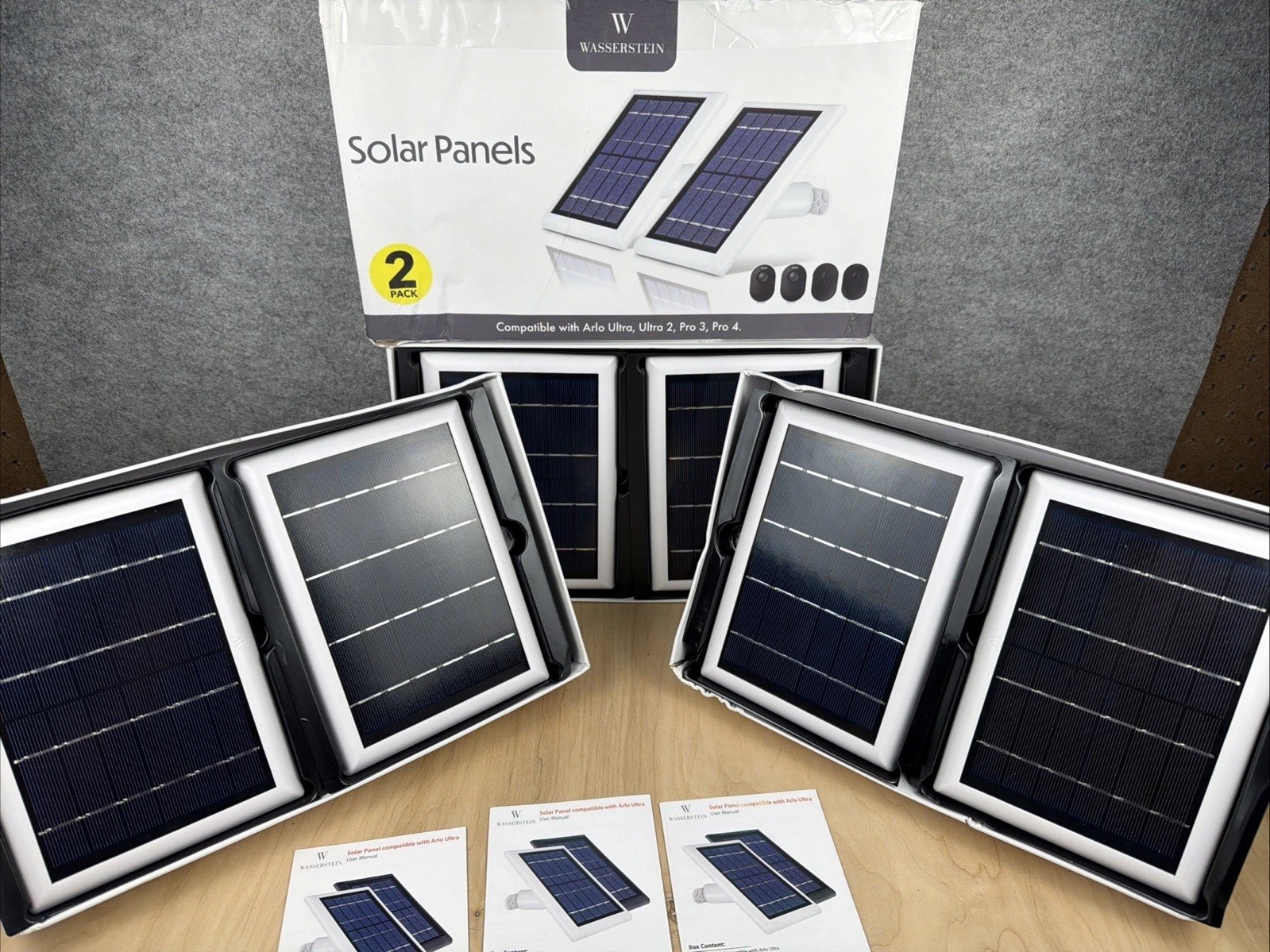 Wasserstein Solar Panel Compatible with Ring Spotlight Cam Battery- Black 2 Pack