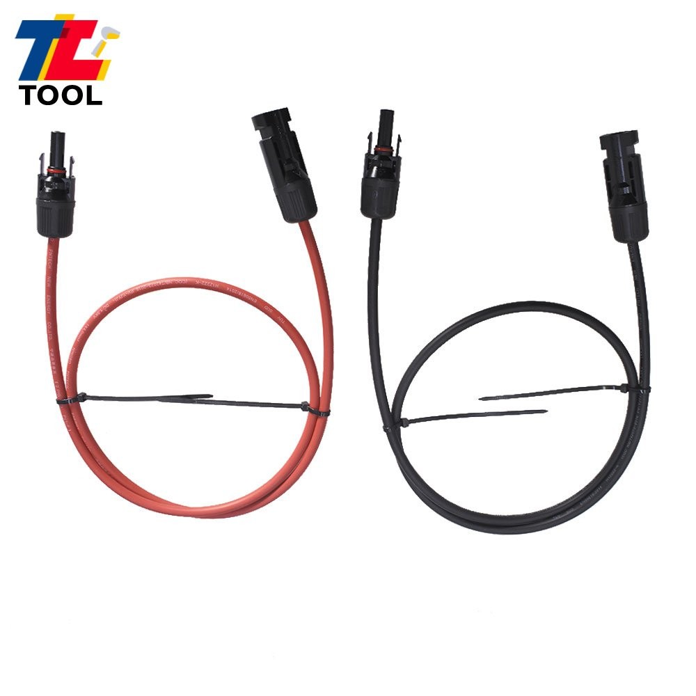 1 Pair Black + Red 3 Feet Solar Panel Extension Cable Wire Connector 10 AWG