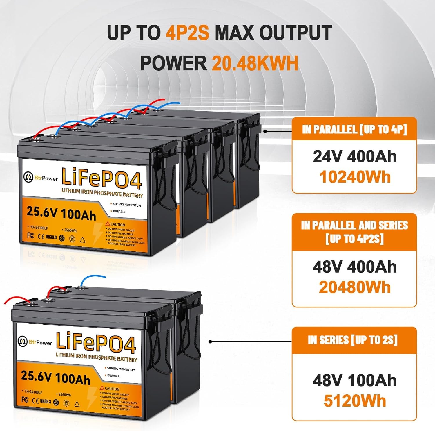 24V 100Ah LiFePO4 Lithium Battery for RV Marine Solar Panels System 100A BMS