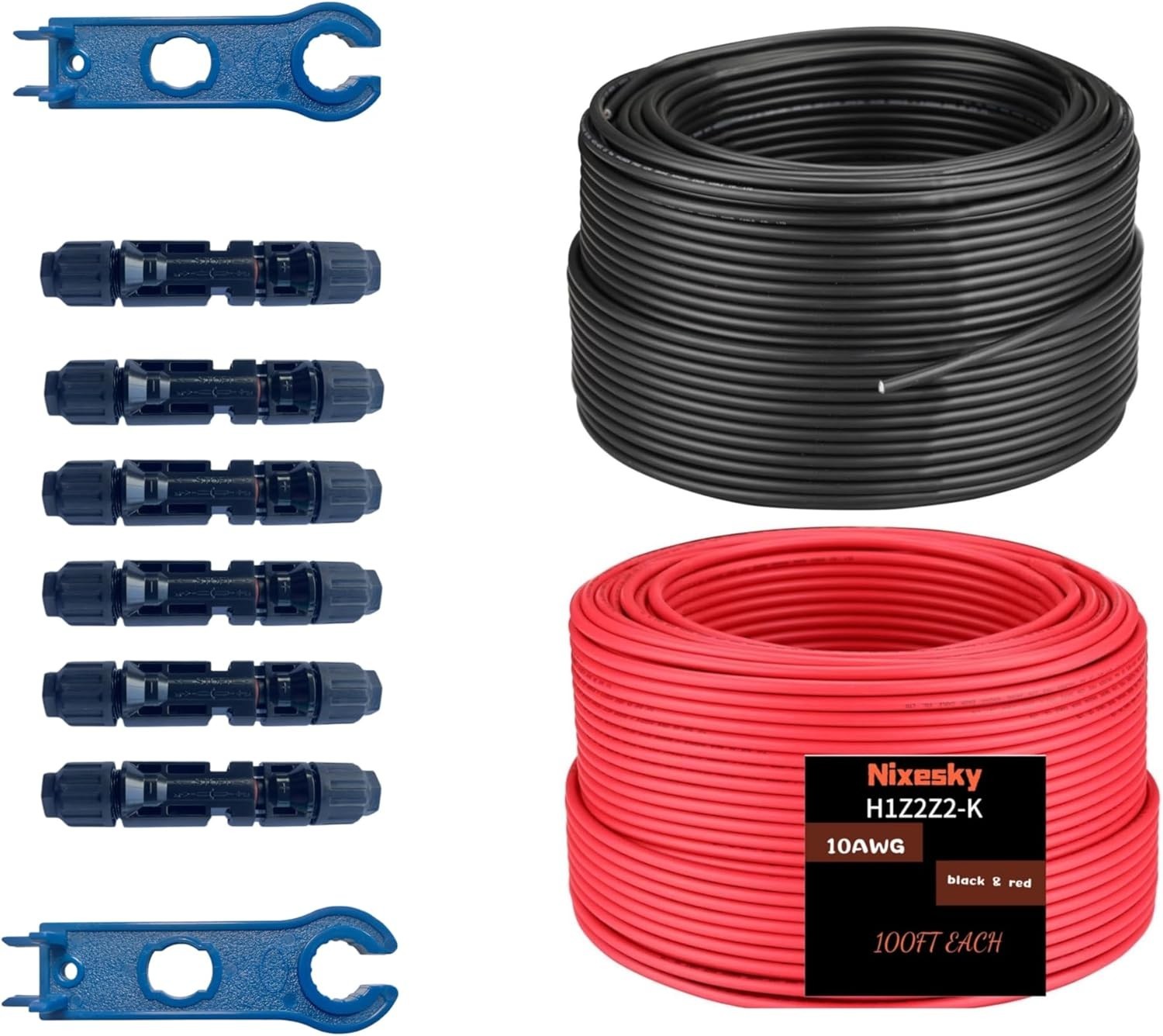 100ft Solar Panel Extension Cable 10AWG 6mm² Tinned Copper PV Cable Solar Wire