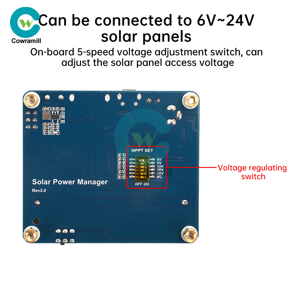 6V~24V Solar Panel Power Management Module Support MPPT 850mAh Li-ion Battery
