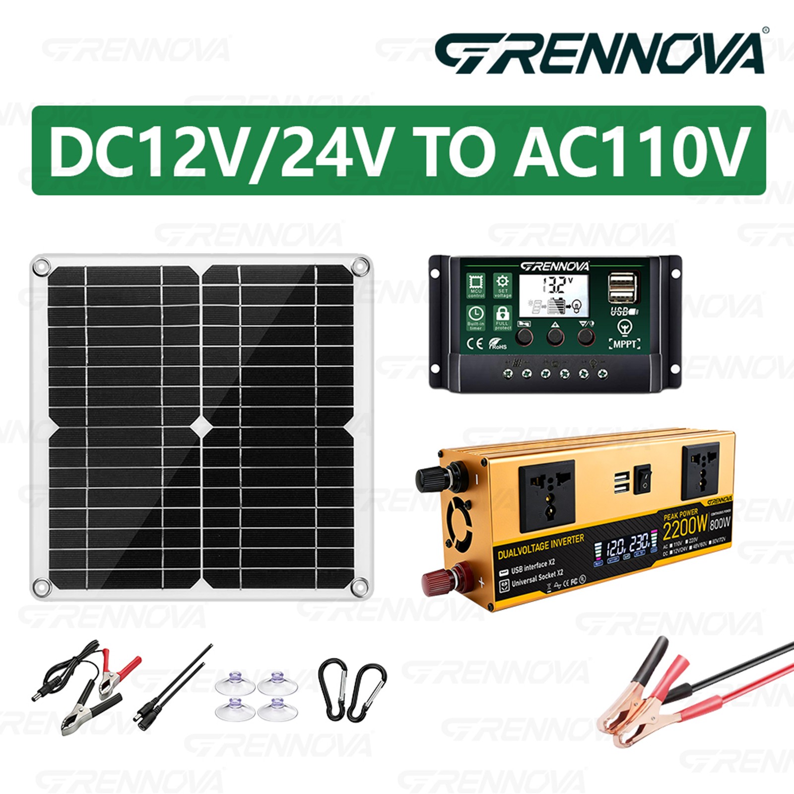 Grennova 2200W Solar Kit Real Capacity Off-Grid DIY Power System