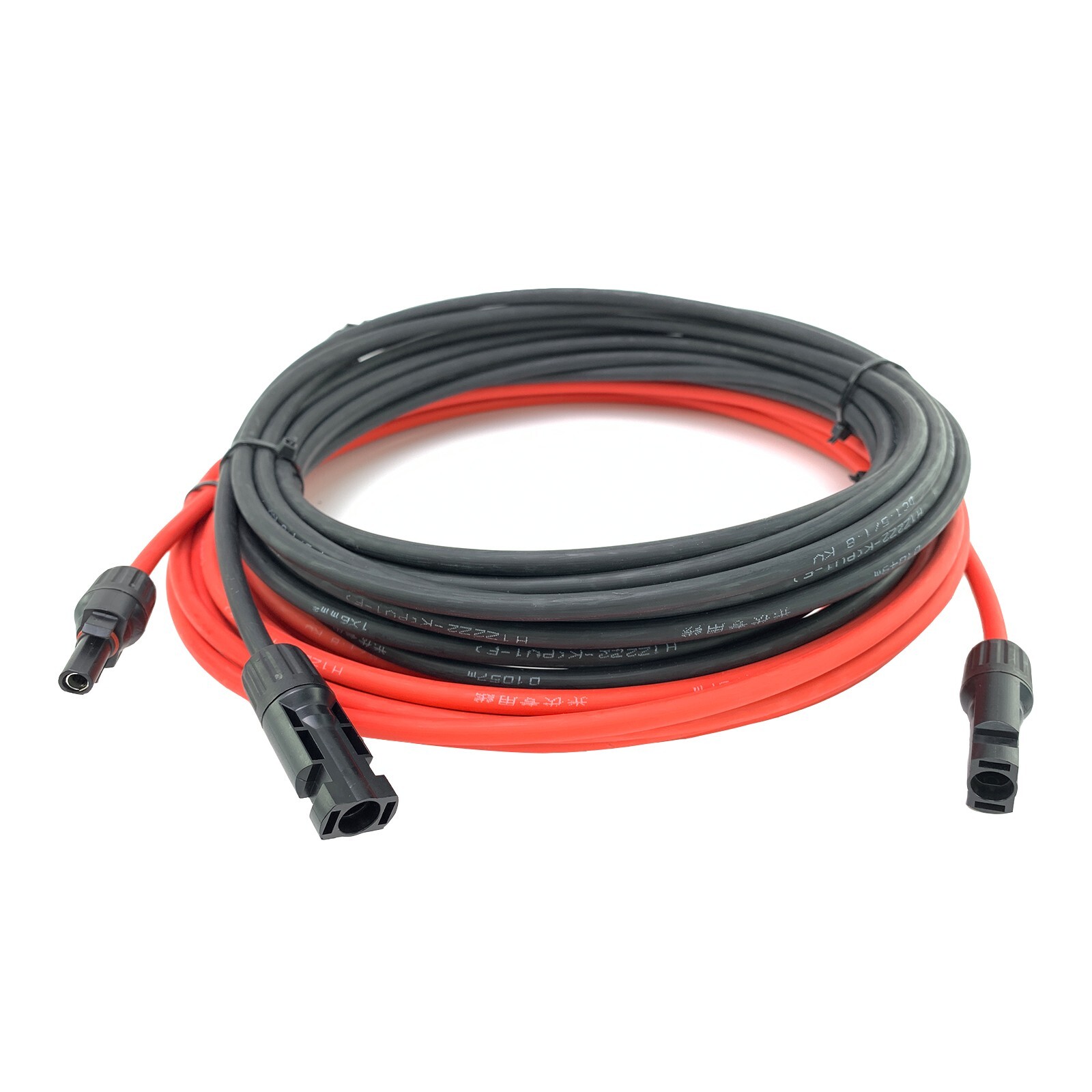 50 FT 10 AWG Black+Red Solar Panel Extension Cable w/ Female & Male Connectors