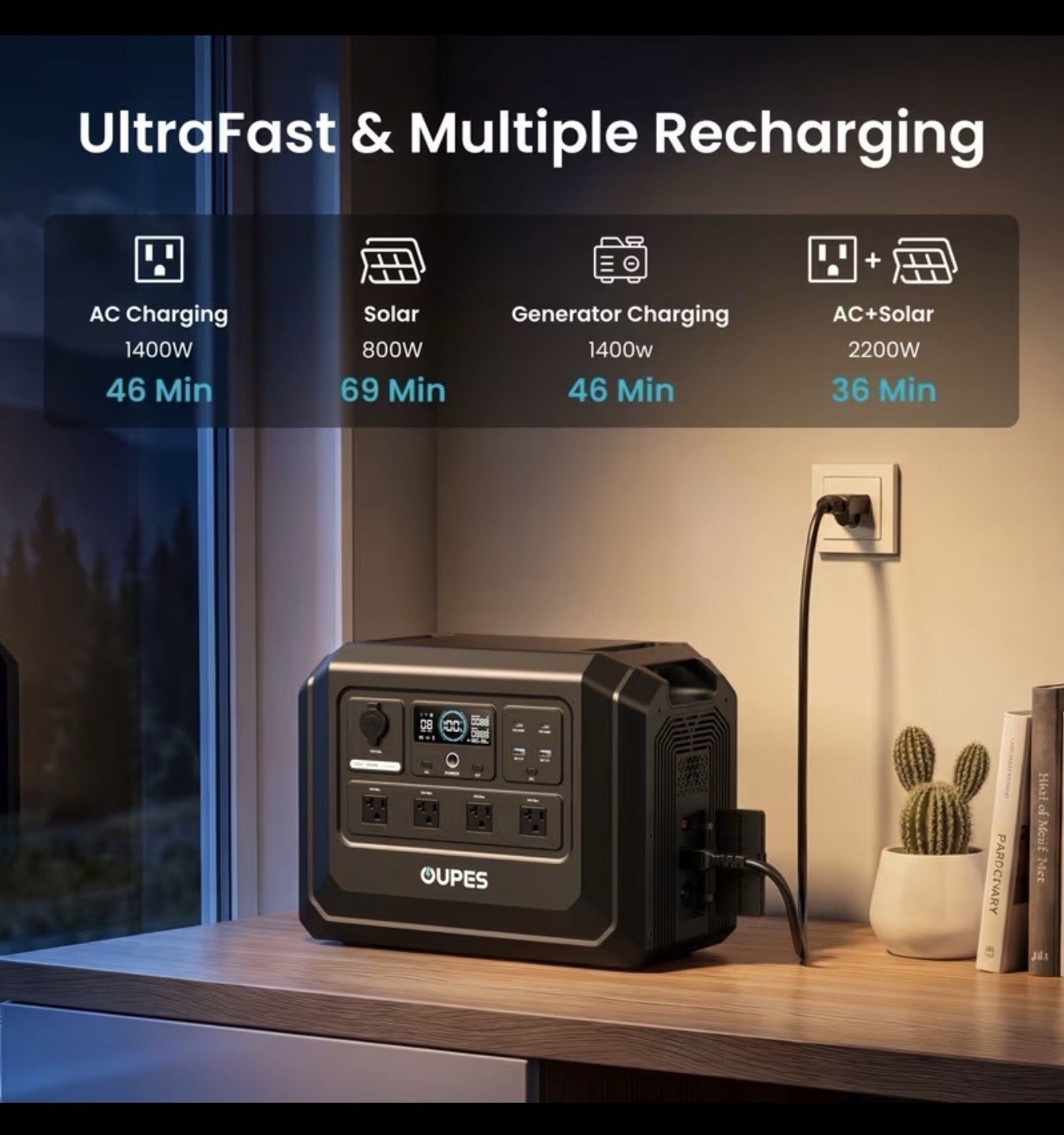OUPES 1024Wh Mega 1 Lite Portable Power Station 1800W Solar Generator LFP