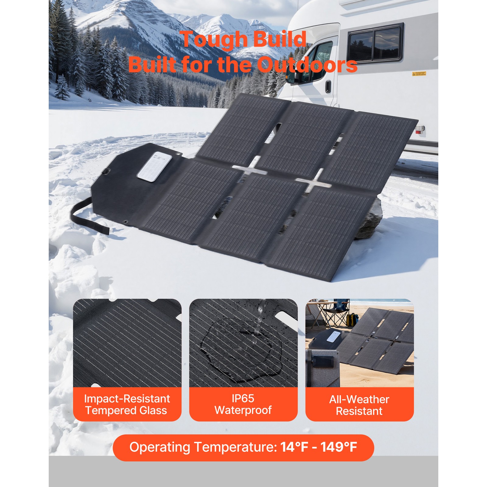 Uimoso 60W Portable Foldable Solar Panel Charger with Monocrystalline Design