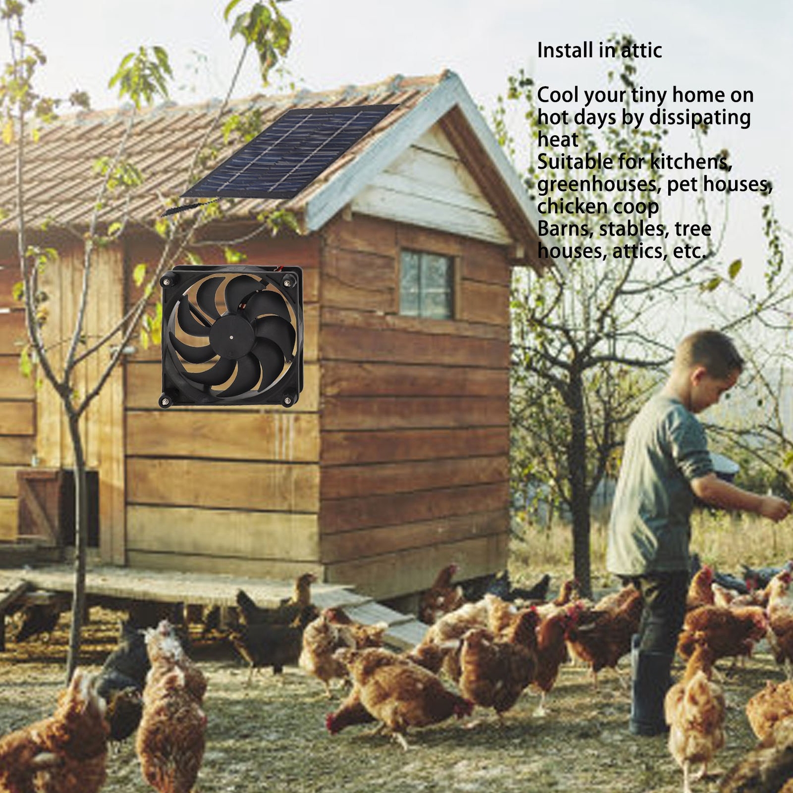 50W Powered For Greenhouse Sheds Chicken Coop Pet House Window Exhaust