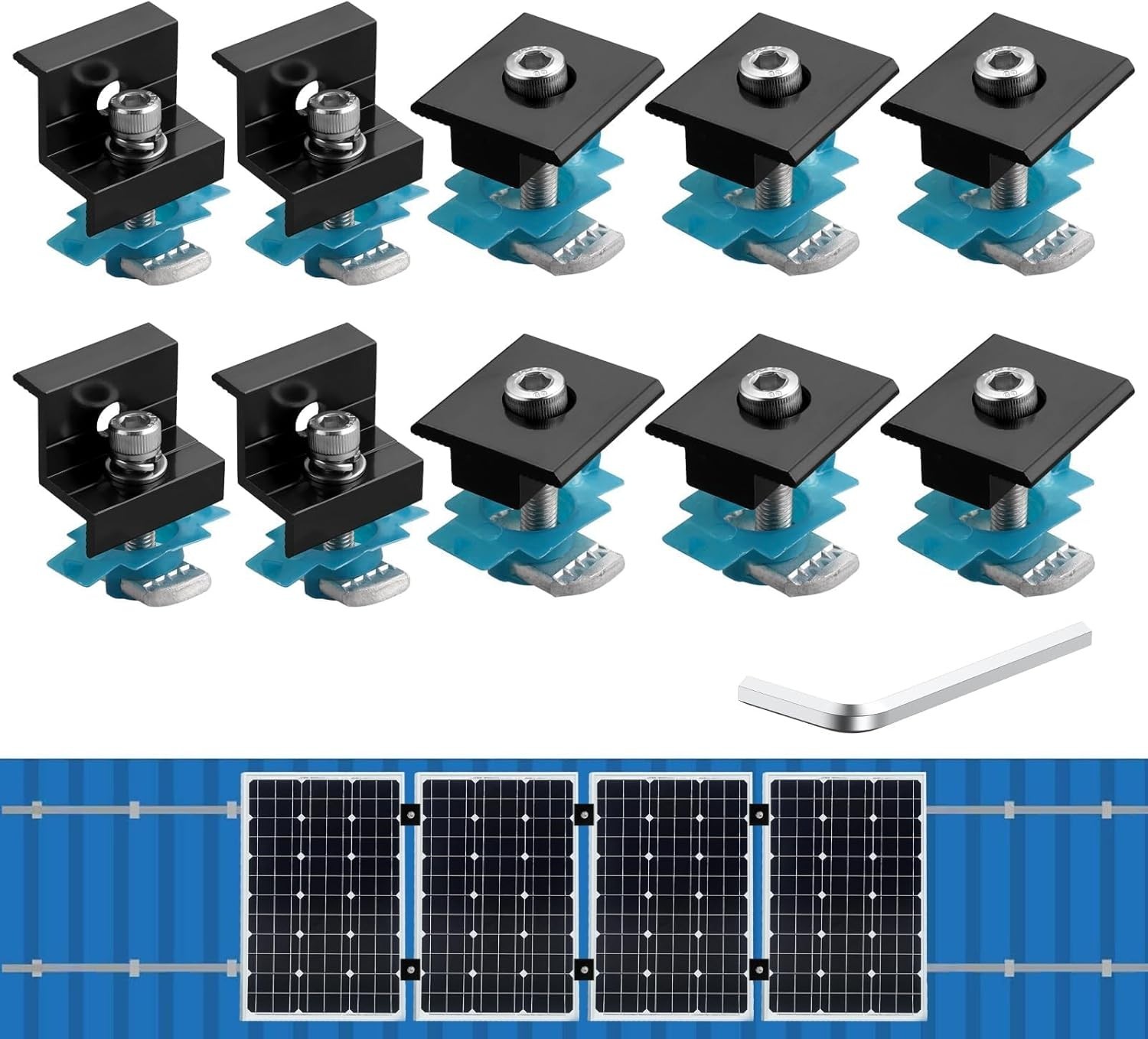 10Pcs Solar Panels Mid Clamps for Unistrut Aluminium Panel Brackets 30Mm/35Mm
