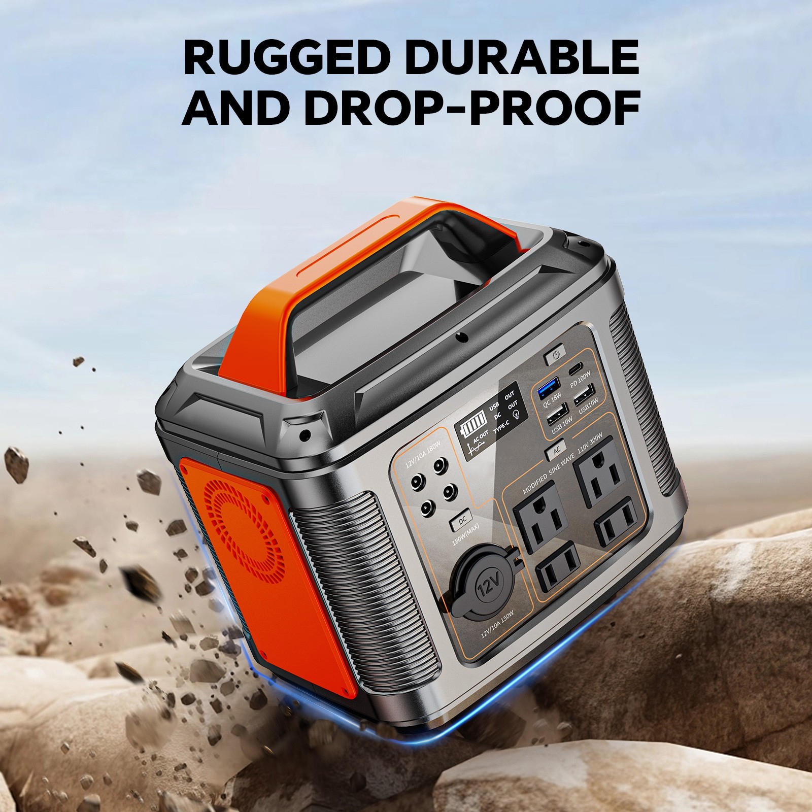 Portable power station with 60W solar panel, 296Wh 80000mAh lithium battery