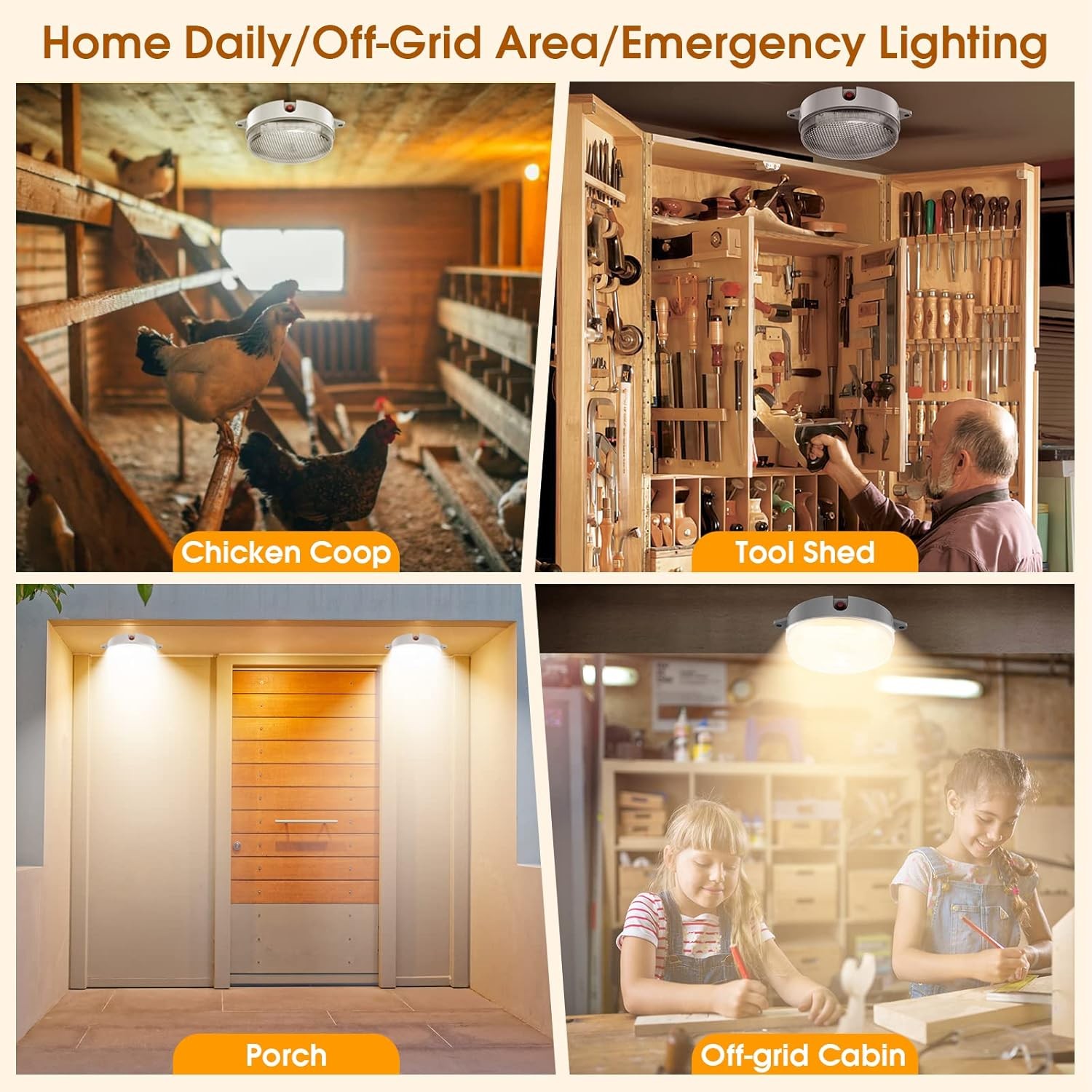 2-Pack Solar Ceiling Lights, 120LED Indoor/Outdoor Shed Lights with Remote